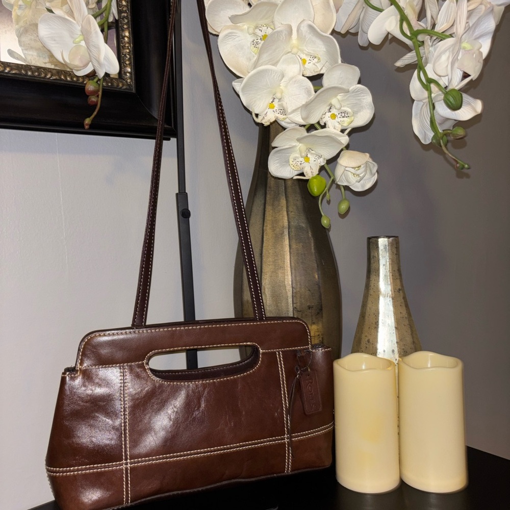 Vintage Rolfs Genuine Leather Elegant Brown Handbag.